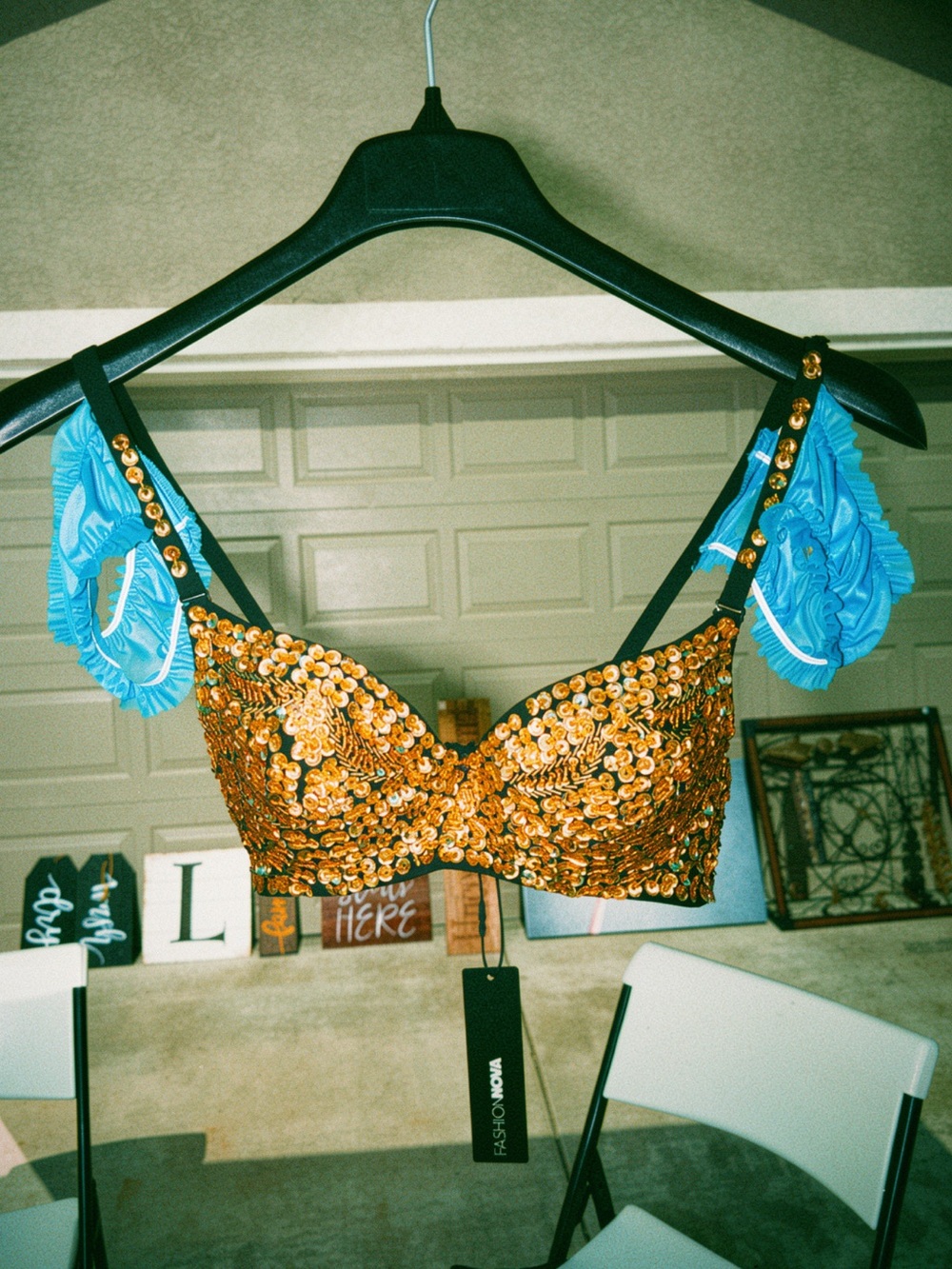 Fashion Nova Gold Sequin Bra